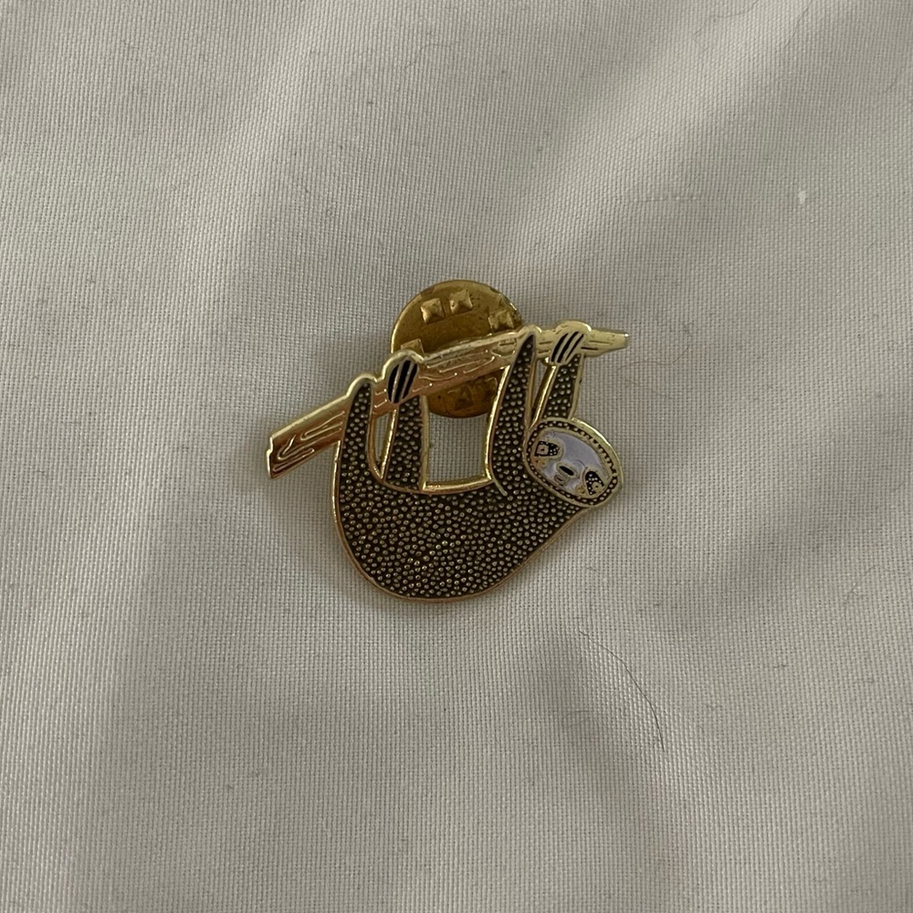 hanging sloth enamel pin